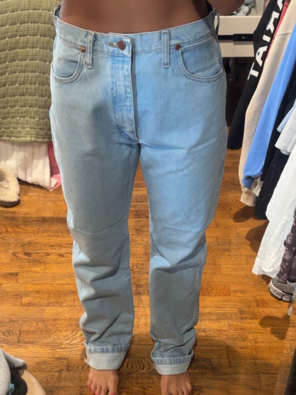 Wrangler Light Blue High-Rise Straight Jeans